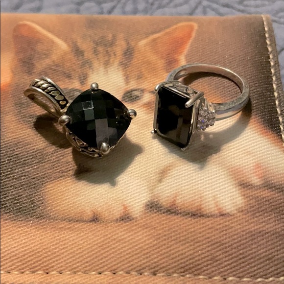 Jewelry - Ring size 7  pendant both  silver  onyx’s